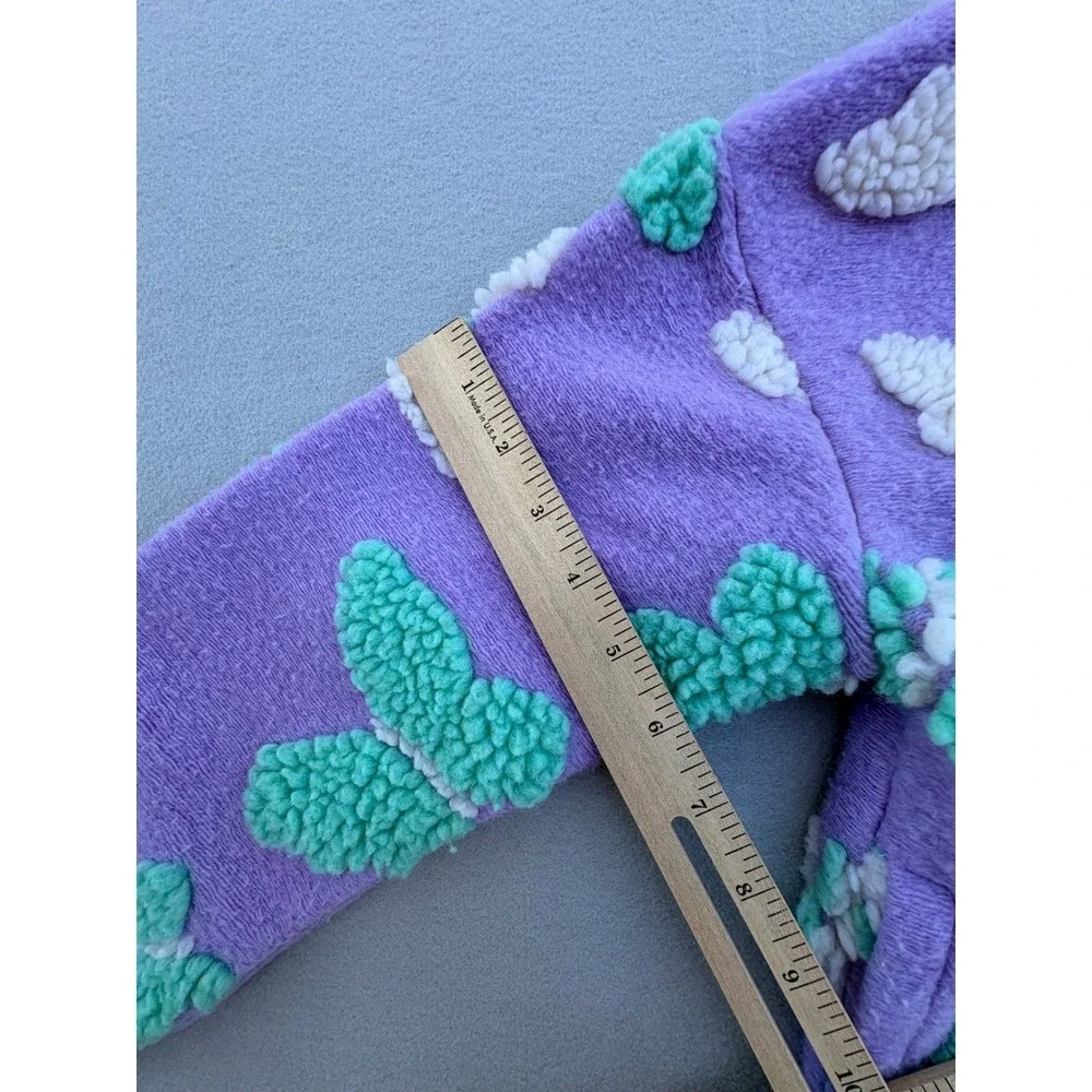 Lucky Brand Girls Purple Butterfly Fleece Zip Jacket Mint Green Sherpa‎ Size 7/8